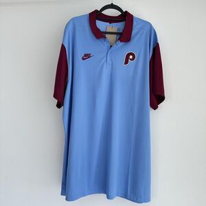 Nike Philadelphia Phillies Polo Shirt Mens 3XL Blue Cooperstown MLB Baseball